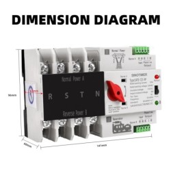 Comutator de transfer automat cu alimentare dublă, SINOTIMER, 4P, 4 faze, pe șină DIN , ATS, comutator selector electric,125A